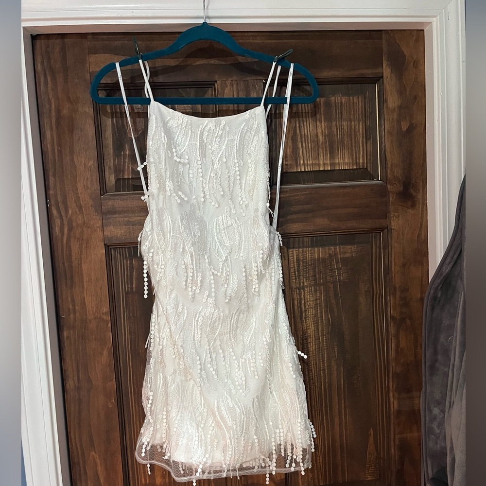 Lulus white fringe dress